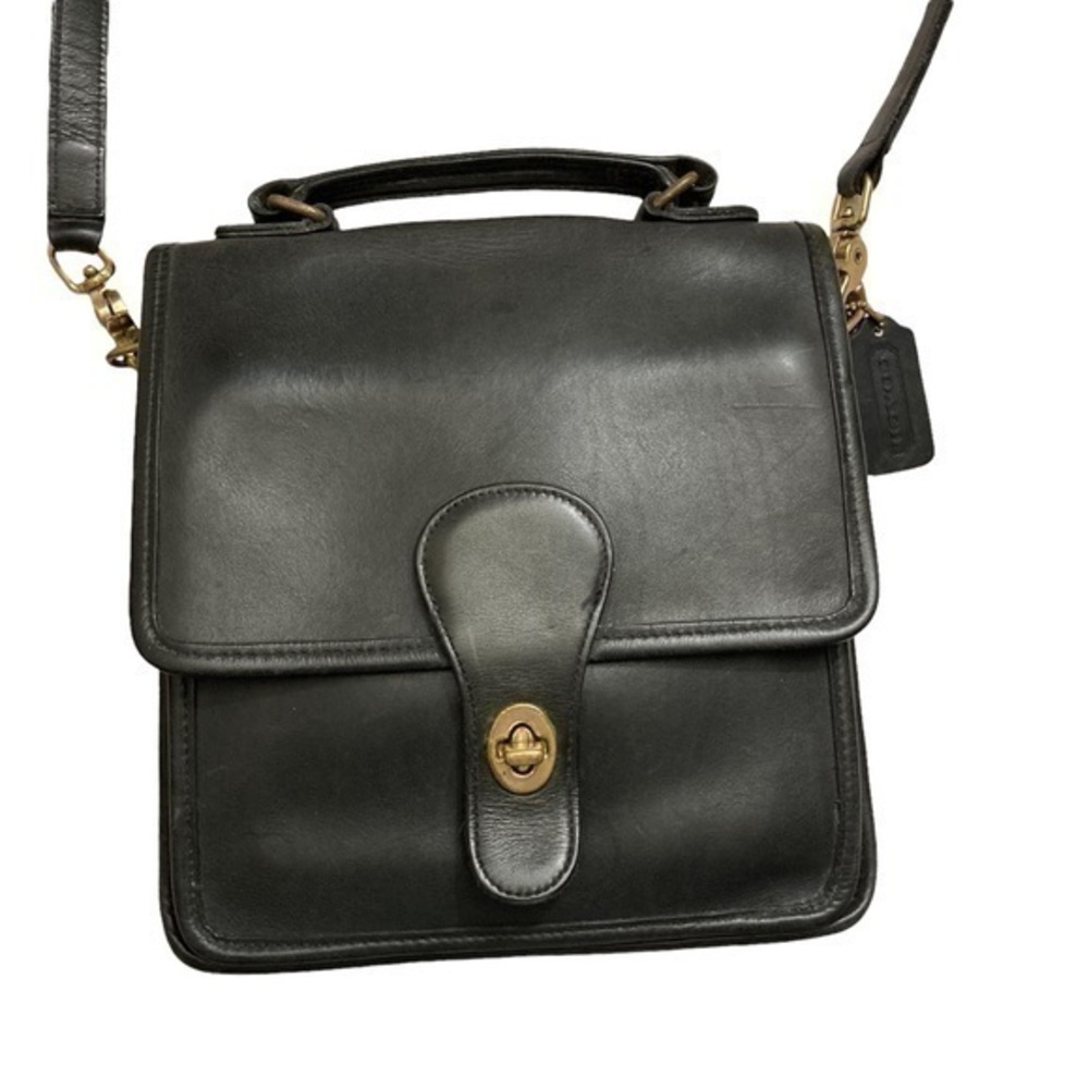 Coach black leather station bag